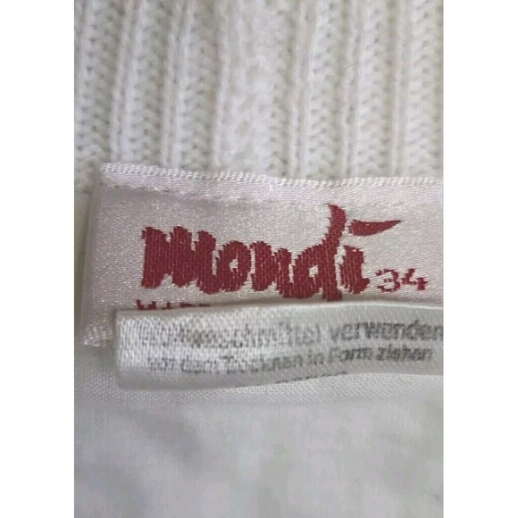 Vintage Mondi Cardigan Women's 34 US 6 Cream Argoyle Button Front Cotton Crop - Picture 2 of 7